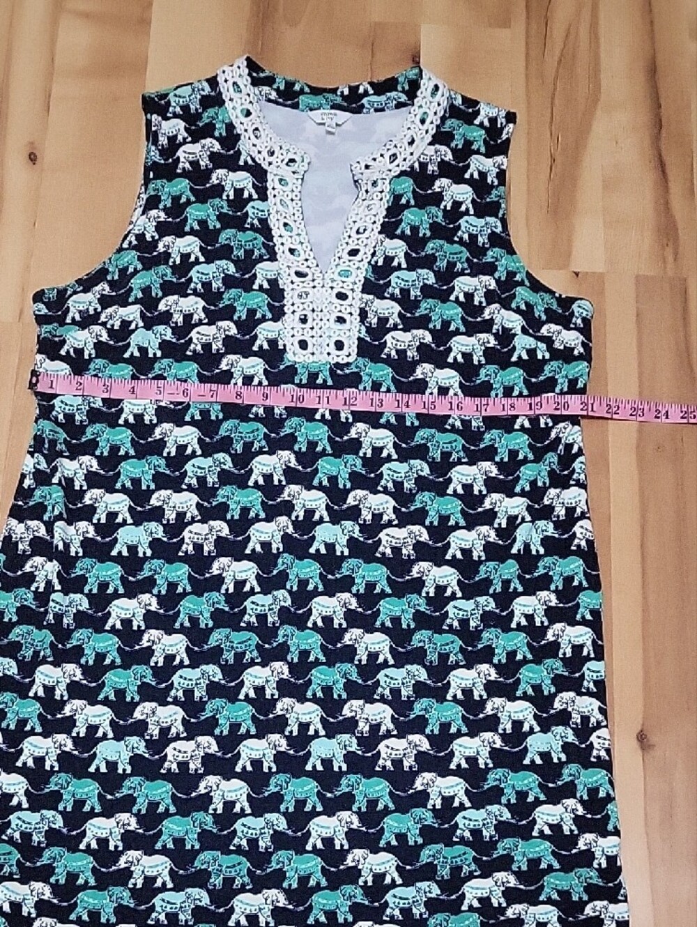 Crown & Ivy Navy Dress with Teal and White Elephant Print Size XL - Picture 10 of 13